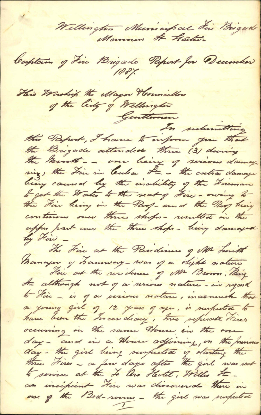 Report for month of December - Captain, Fire Brigade