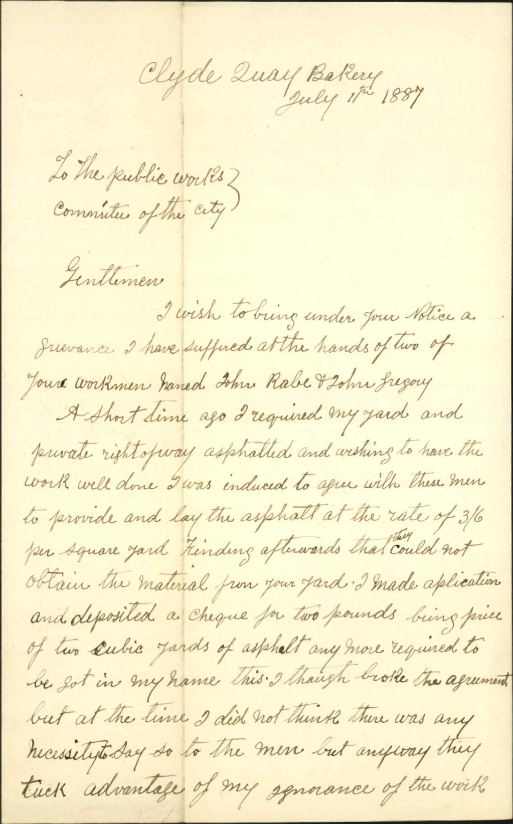 Asphalting at his premises - M Mackay