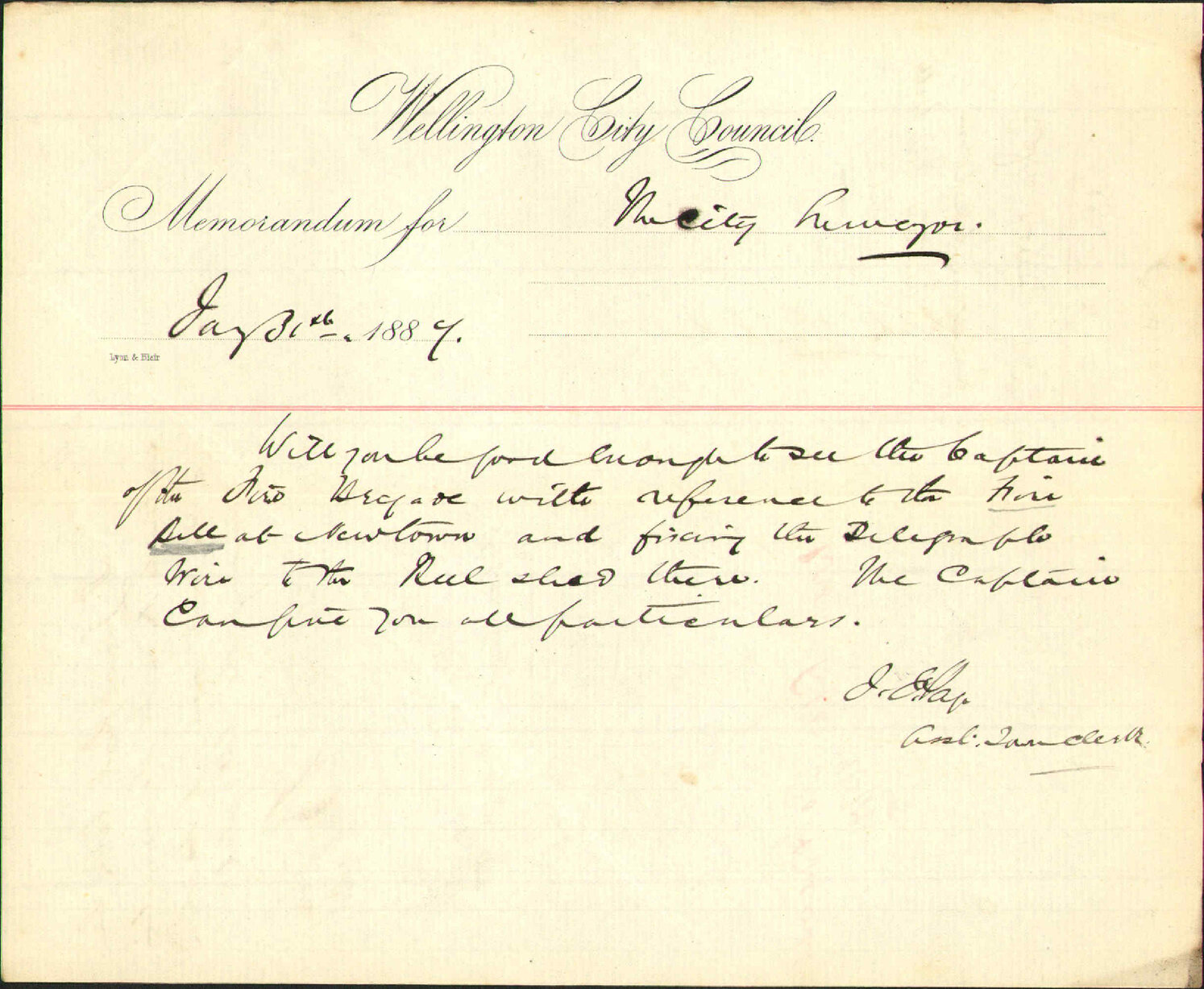 Telegraph wire, Newtown fire bell shed - City Surveyor