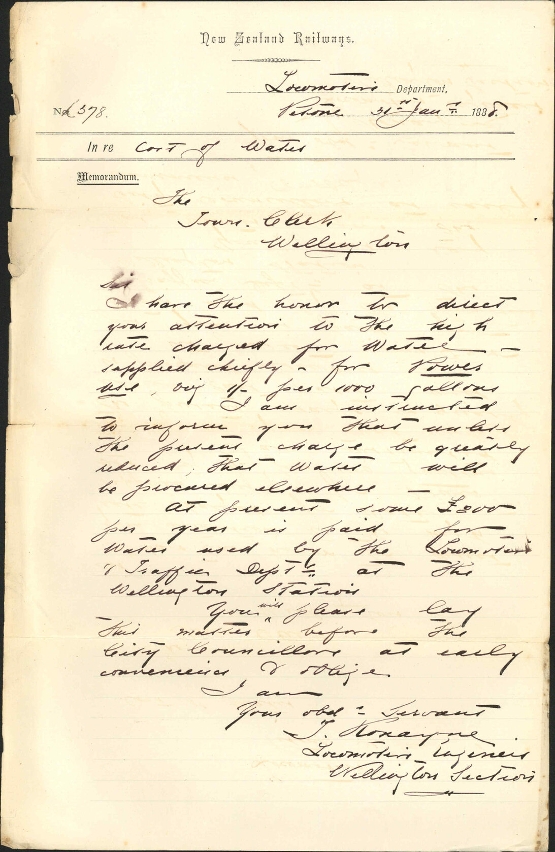 Water supply for locomotives - Railway Department, Petone
