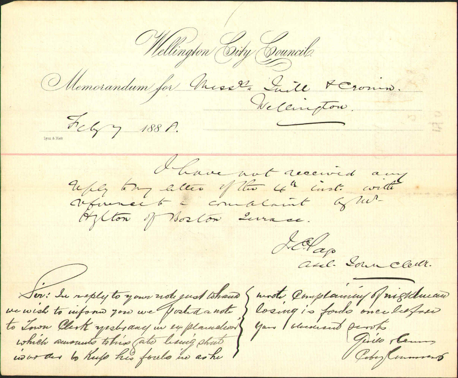 Further regarding Mr Hylton's complaint - Quill and Cronin