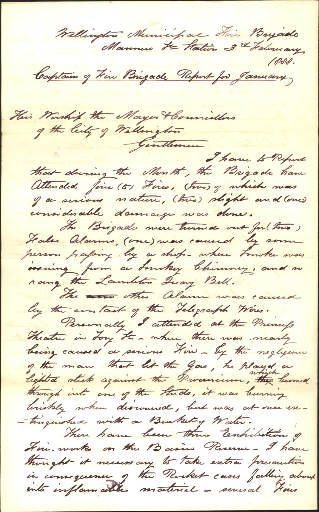 Report for month of January - Captain, Fire Brigade