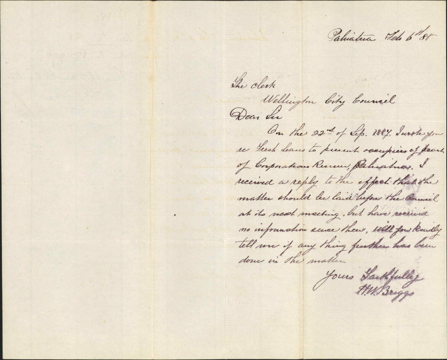 Further regarding Pahiatua Leases - W H Briggs