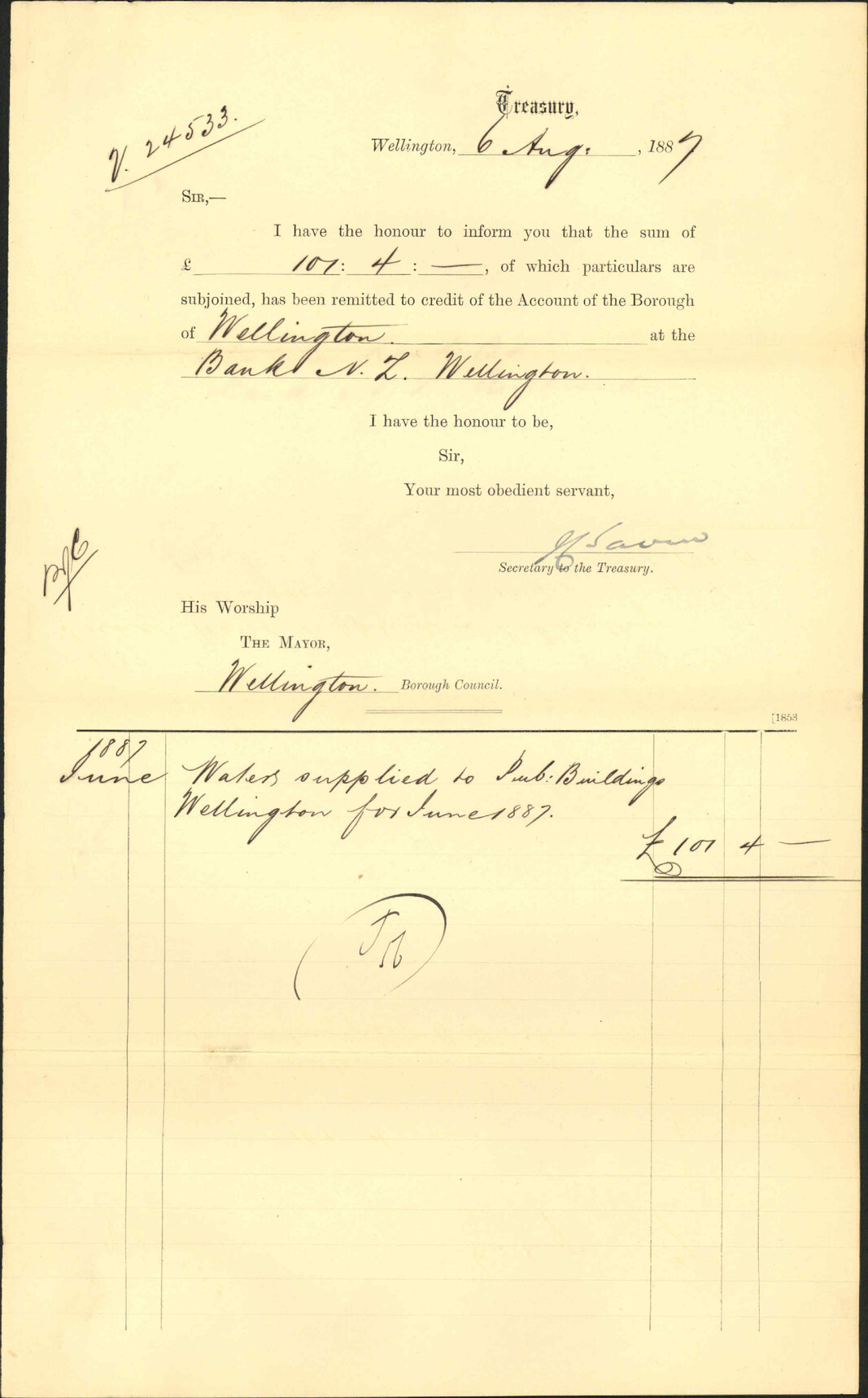 Advising payment of accounts - Treasury