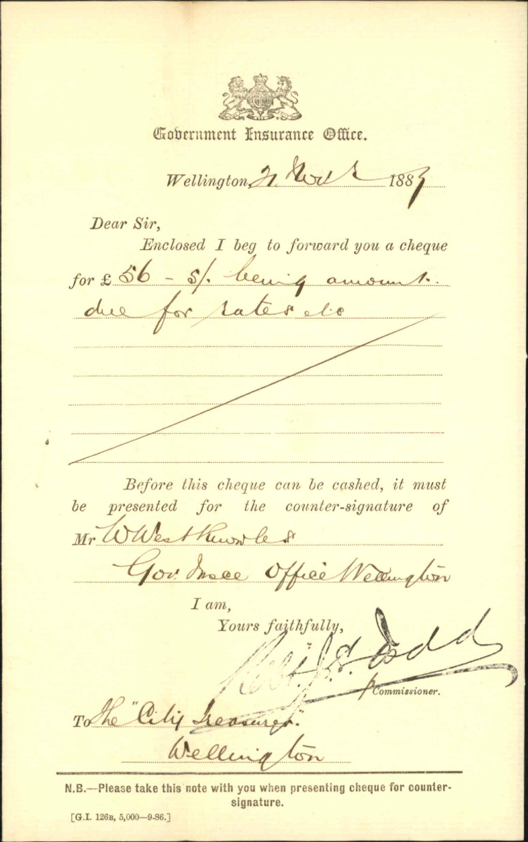 With cheque for rates - Government Insurance Office