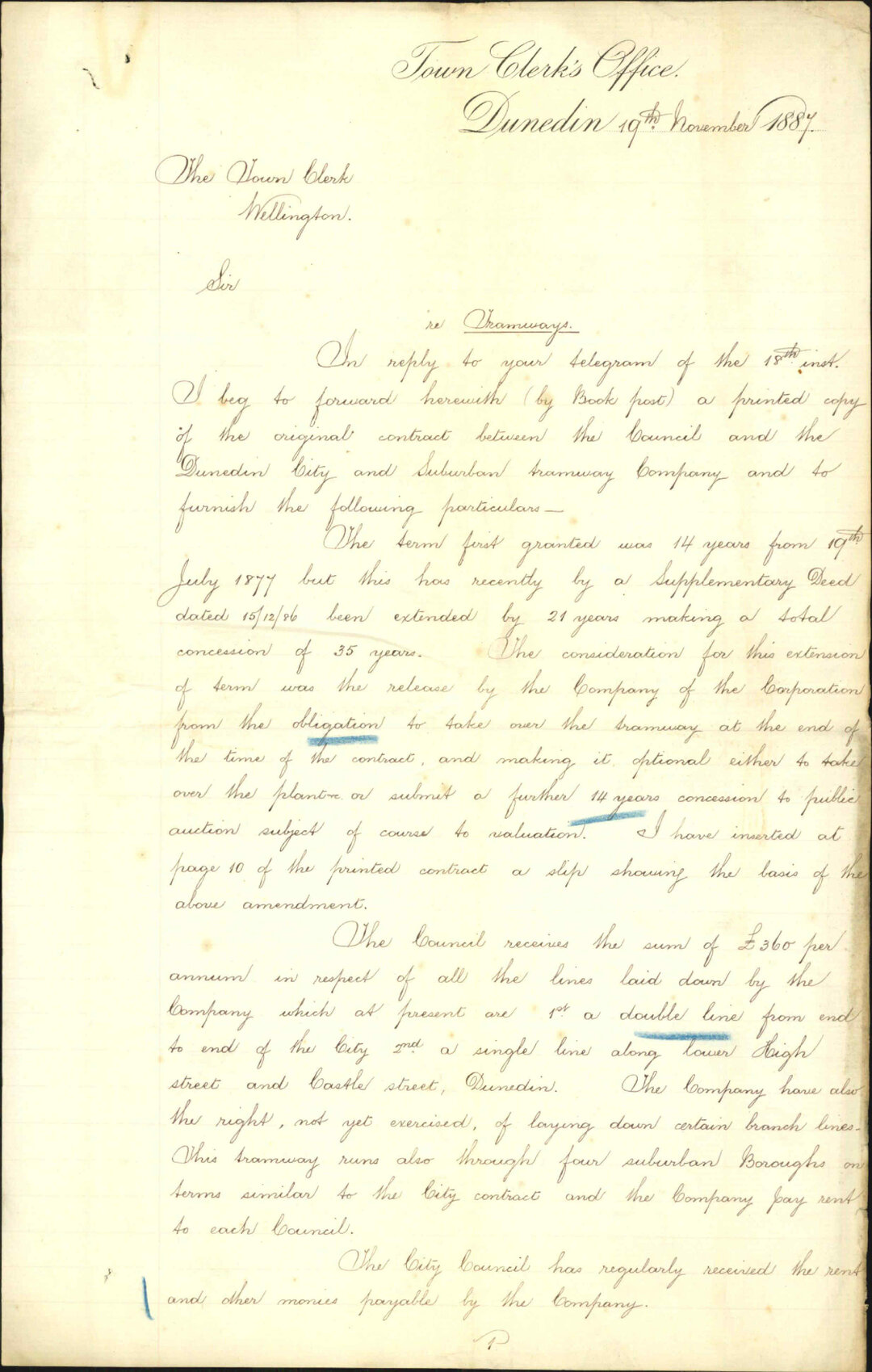 Further regarding tramways - Town Clerk, Dunedin