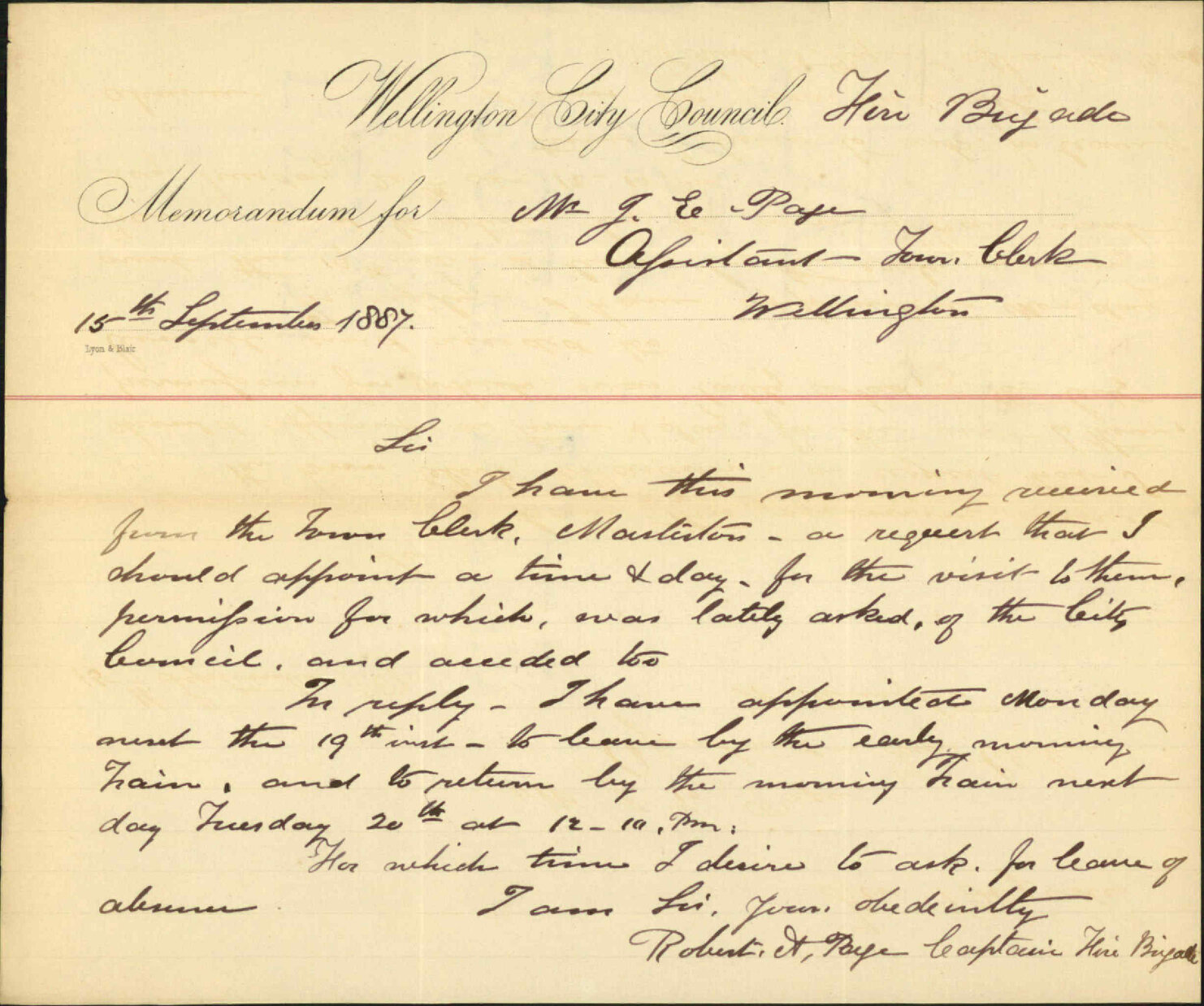 Journey to Masterton - Captain Fire Brigade (Robert A Page)
