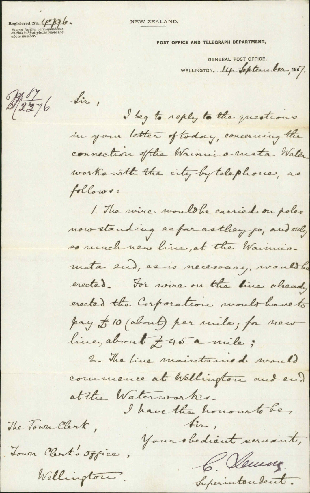 Further regarding telephone at Wainui - Post Office and Telegraph department