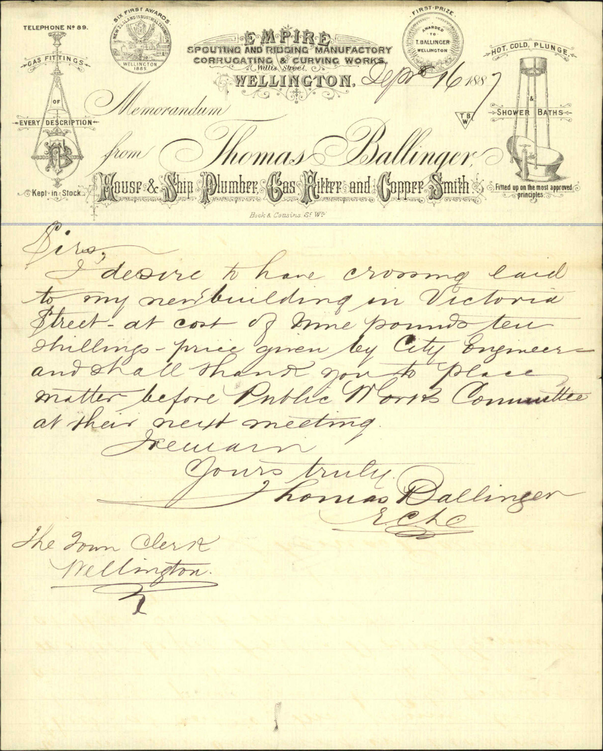 Application for crossing at Victoria Street - Thomas Ballinger