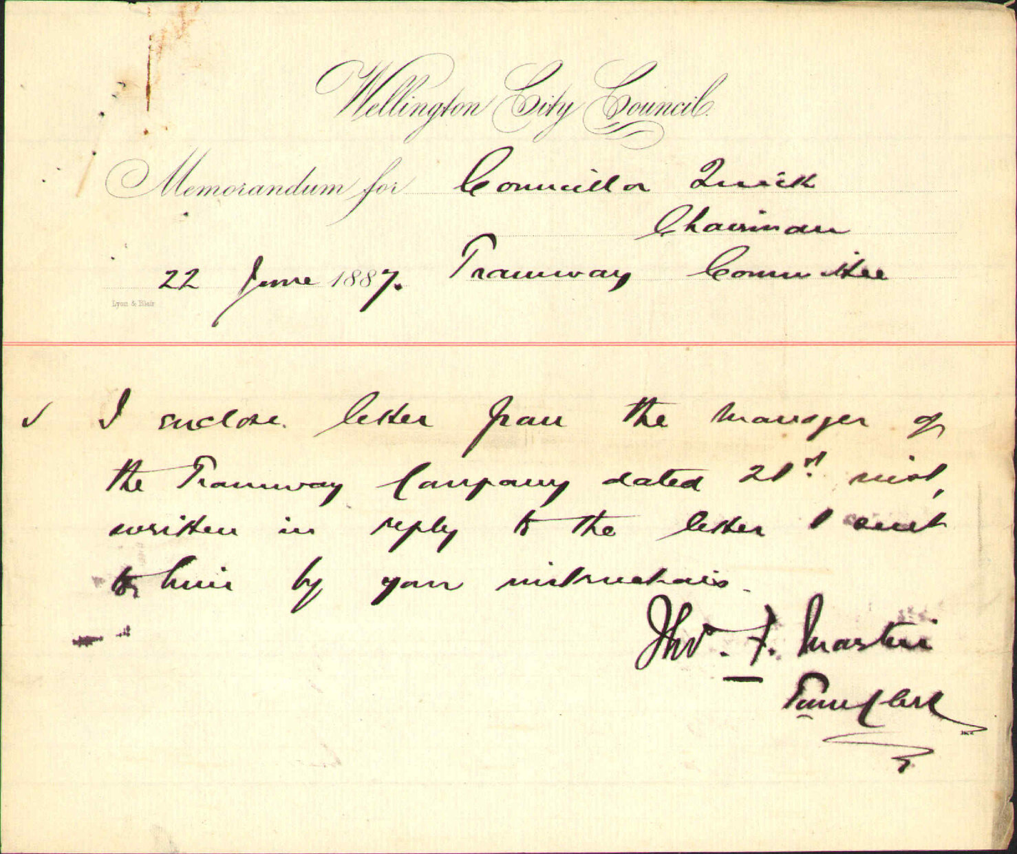 Requisition for special meeting on 22nd inst - Mayor of Wellington