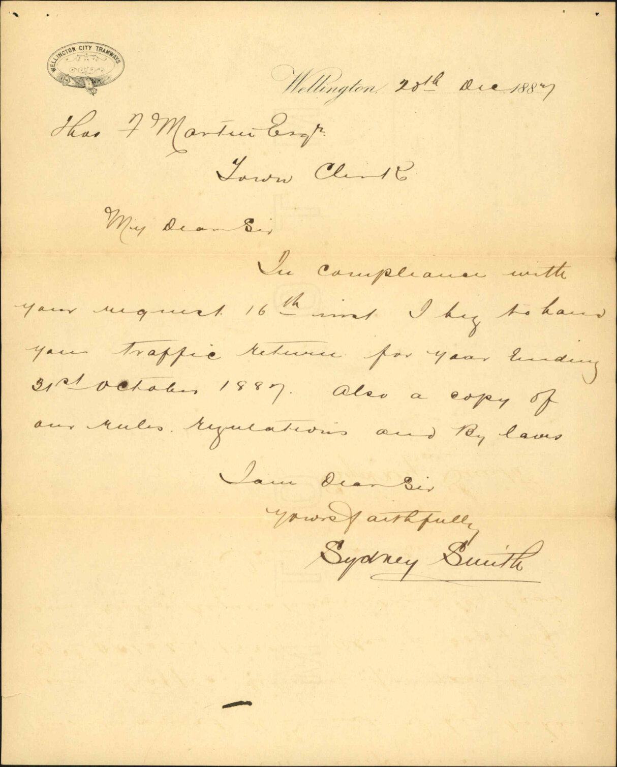 With returns, etc asked for - Wellington City Tramways