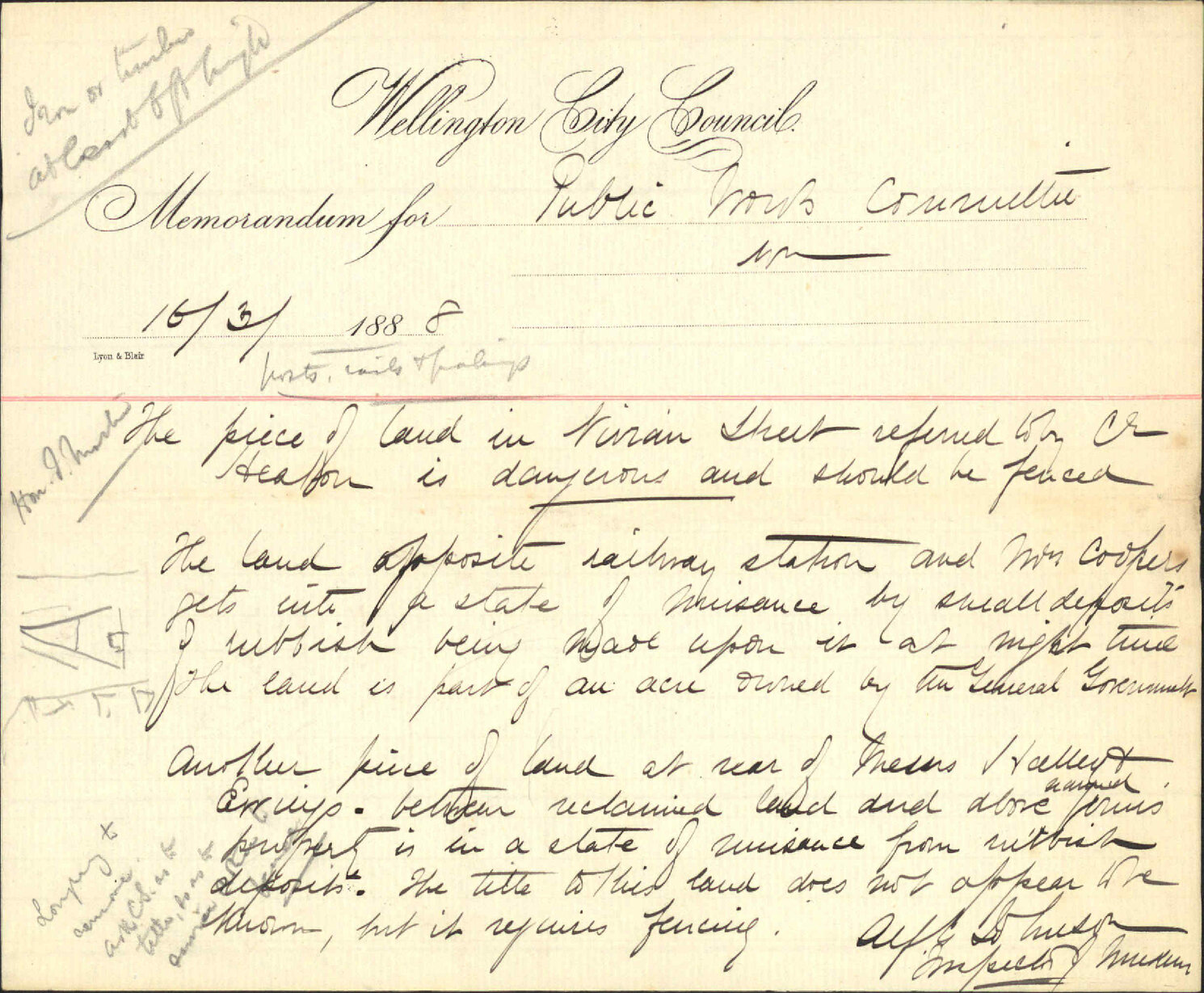 (1) Land at J Martins, Vivian Street (2) Land in front of Royal Hotel (3) Land at Halley &amp; Ewing - Inspector of Nuisances