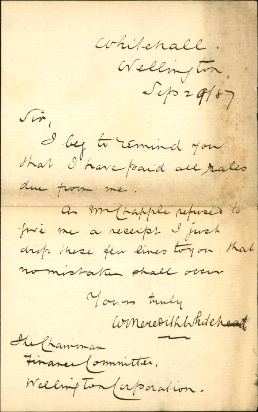 His account for rates - W M Whitehead