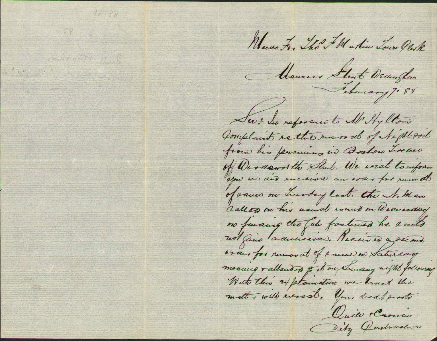 Mr Hylton's complaint - Quill and Cronin