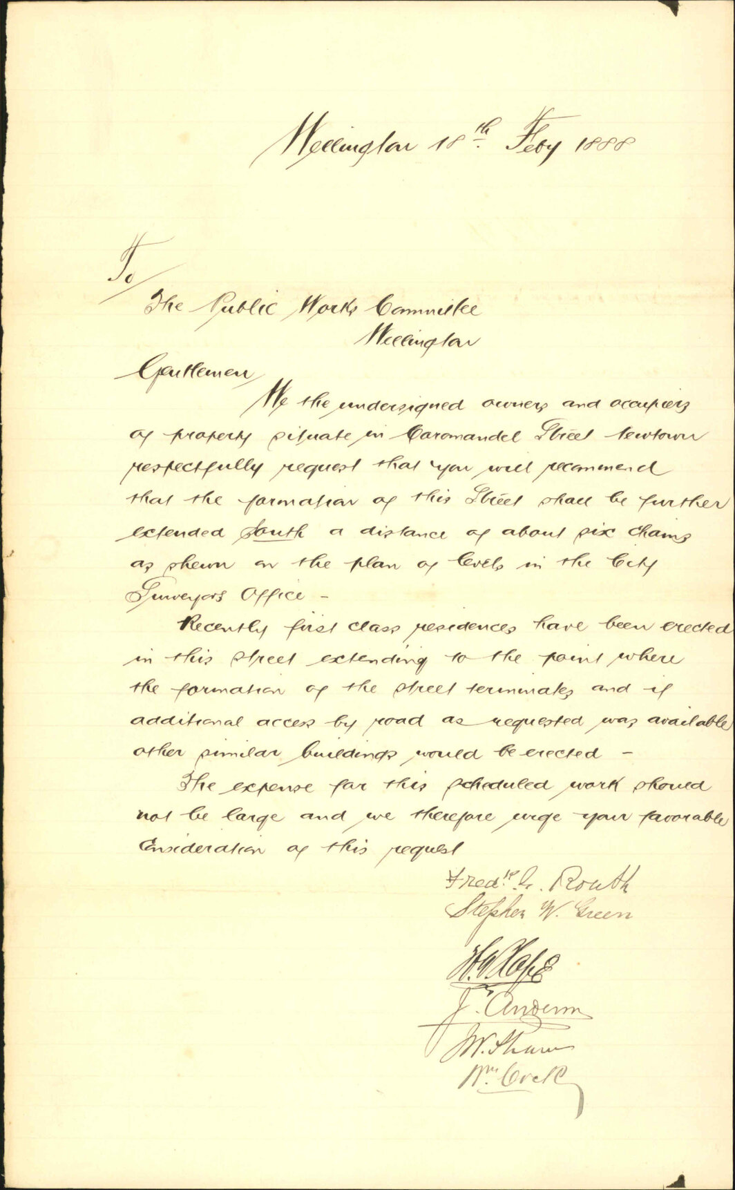 Asking for formation of Coromandel Street south