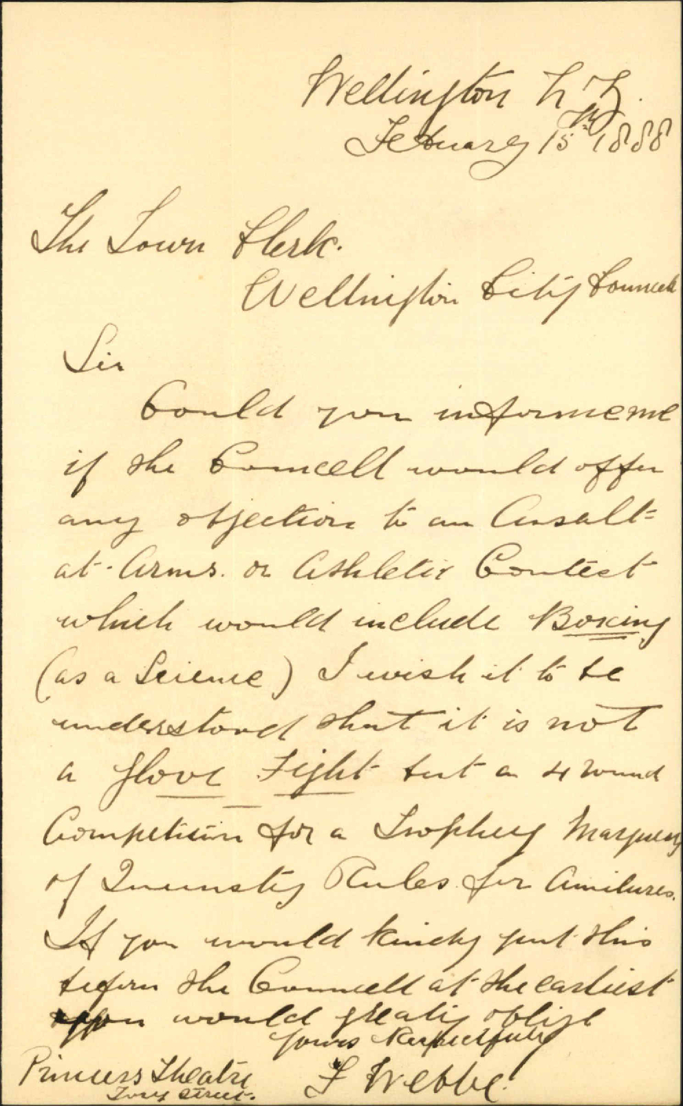 Proposed assault at arms - F Webbe