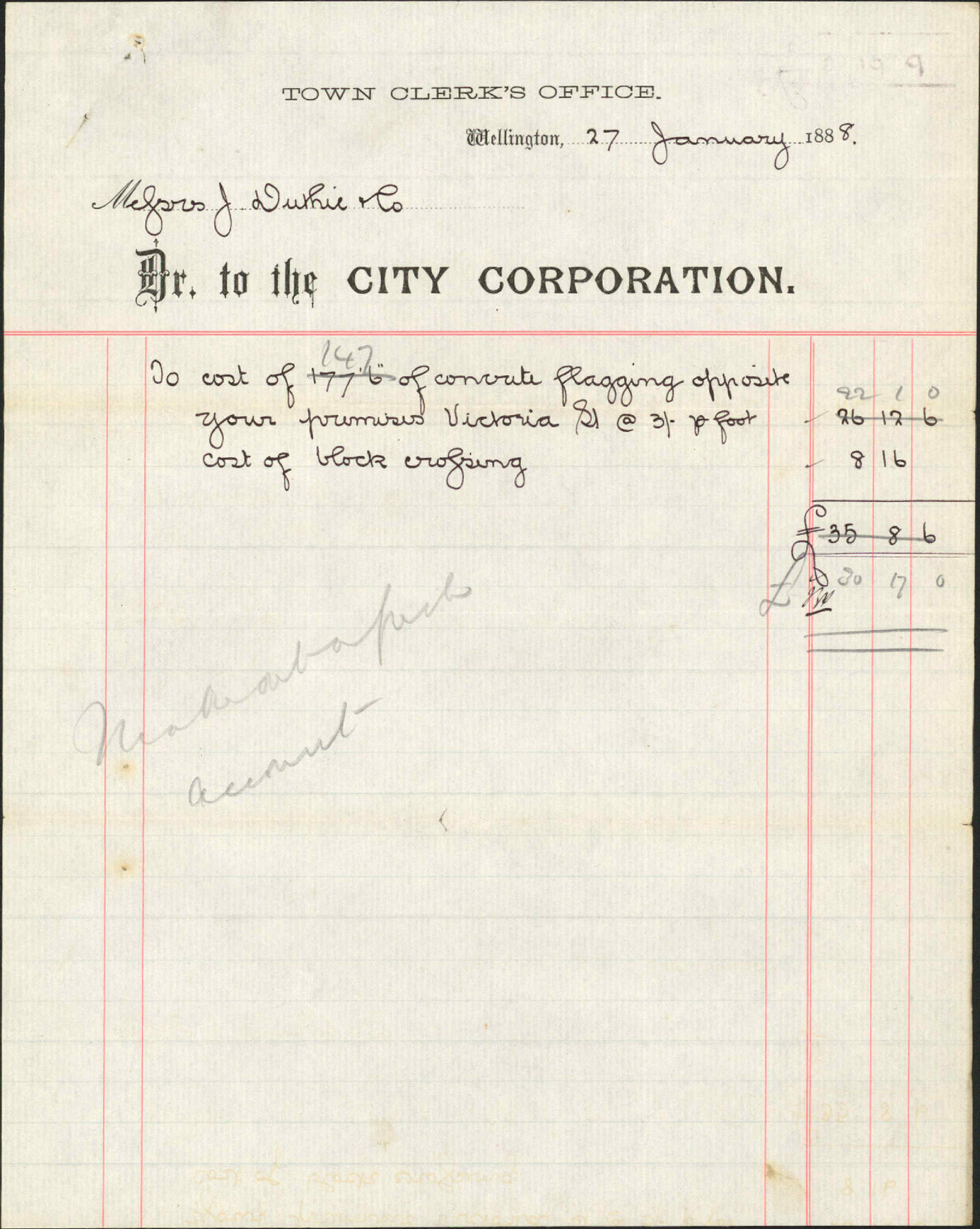 Their account for flagging - J Duthie and Company