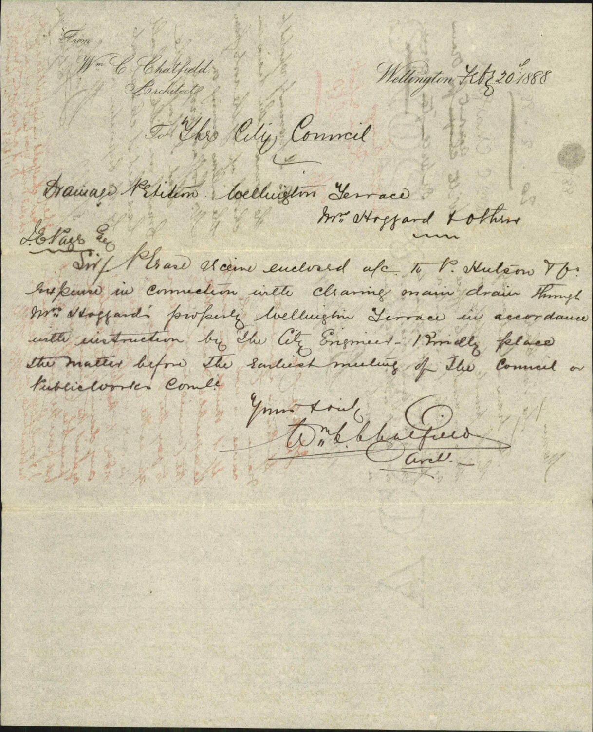 With amount for drain on Wellington Terrace - William C Chatfield