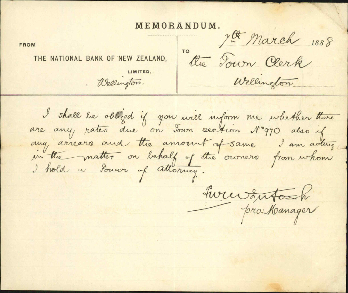 Enquiry as to rates on acre 970 - National Bank New Zealand