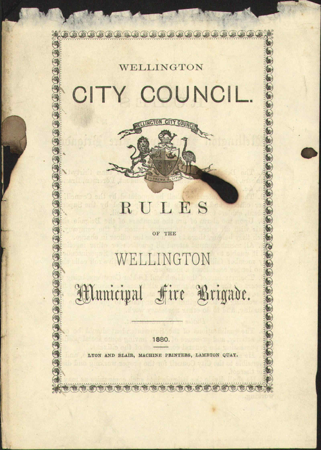 Report regarding rules for the brigade - Captain, Fire Brigade