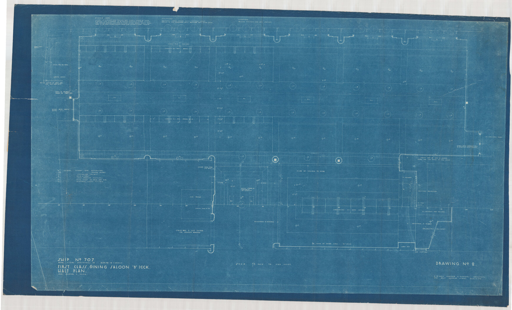 [Awatea] First class dining saloon "B" deck half plan