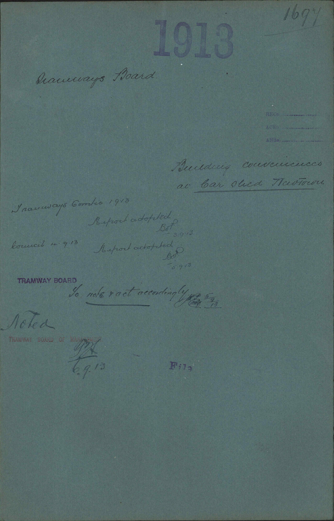 Building conveniences at car shed, Newtown - Tramways Board