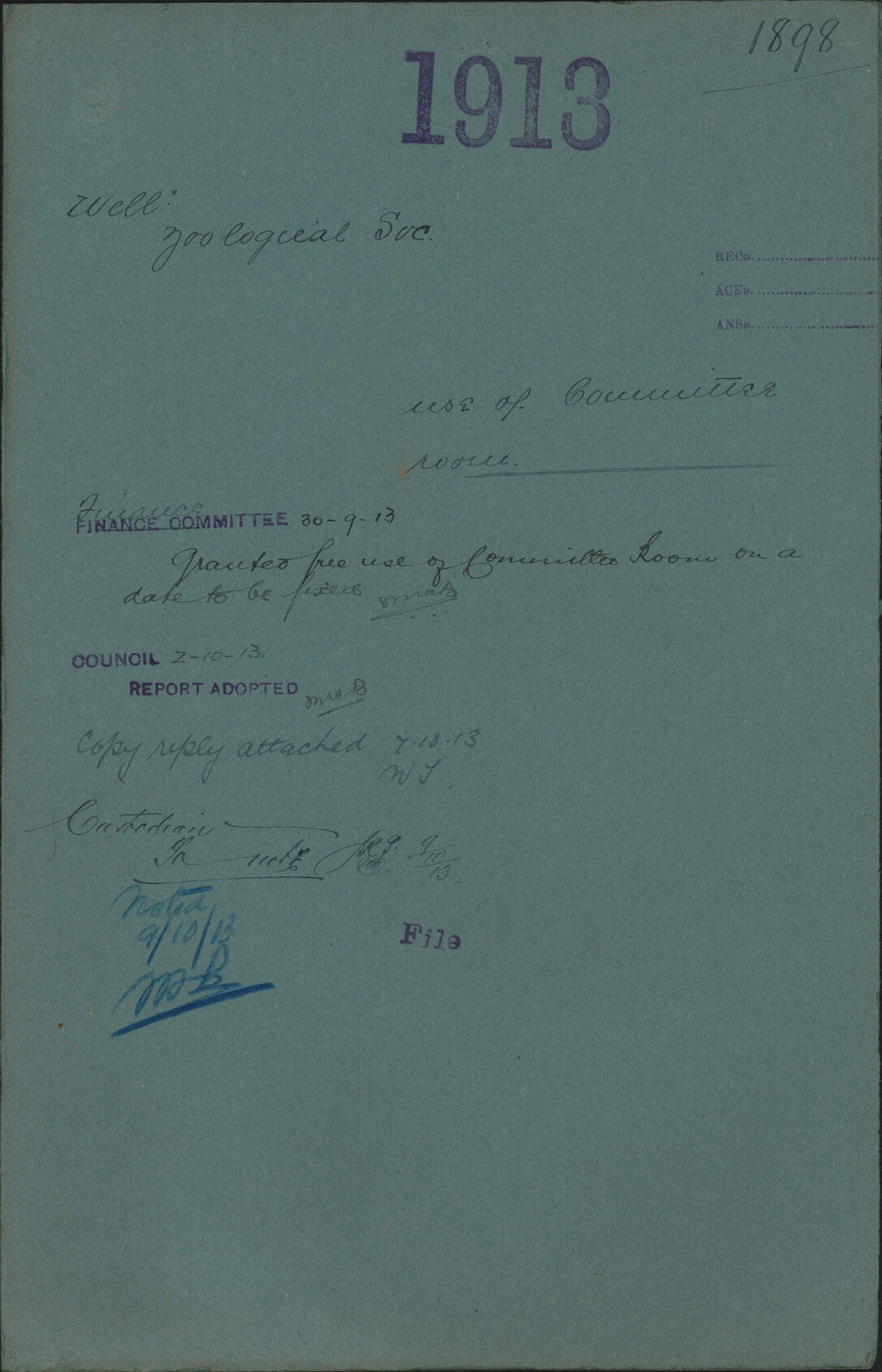 Use of Committee Room - Wellington Zoological Society