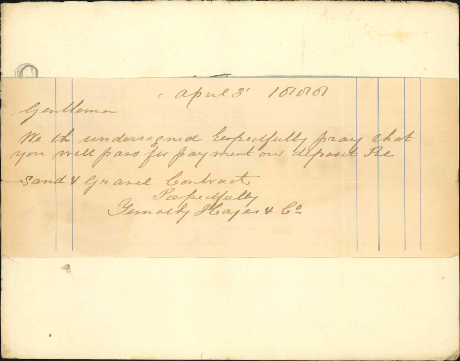 Asking for deposit on gravel contract - J Hayes &amp; Co