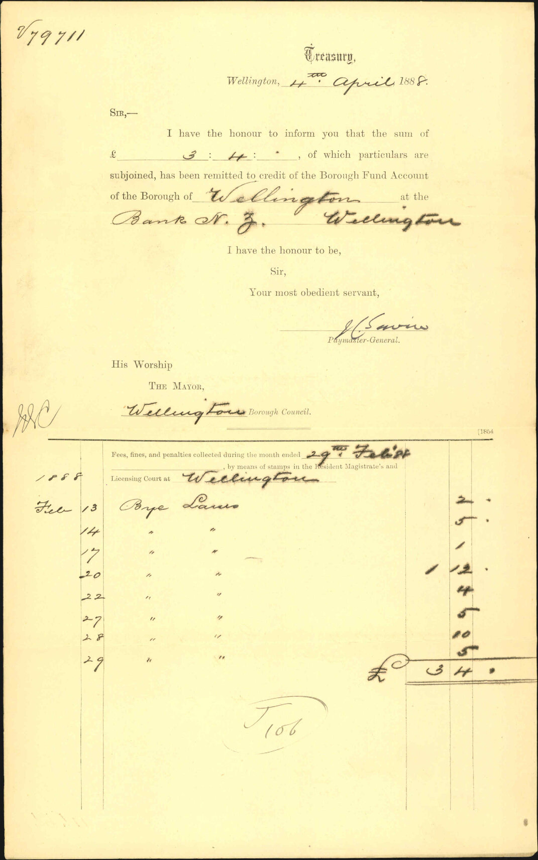 Advising payment of fines - Treasury