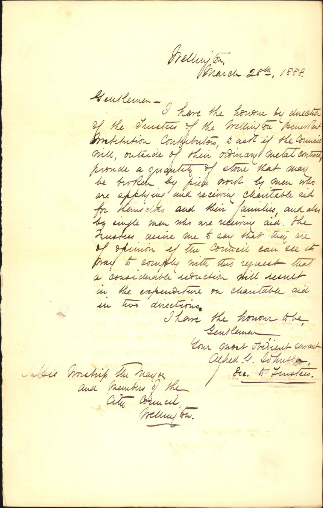 Stone-breaking by recipients of charitable aid - Secretary of Benevolent Trust