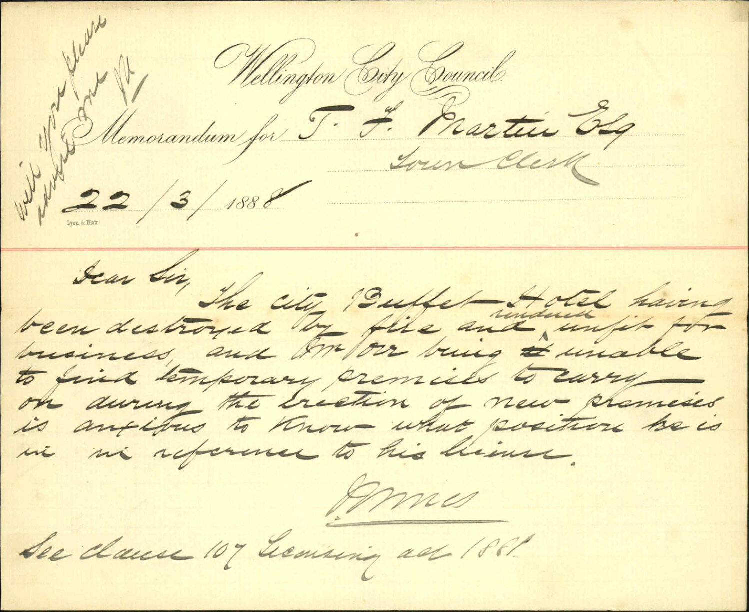 Mr Orr's license - Clerk of Licensing Committee