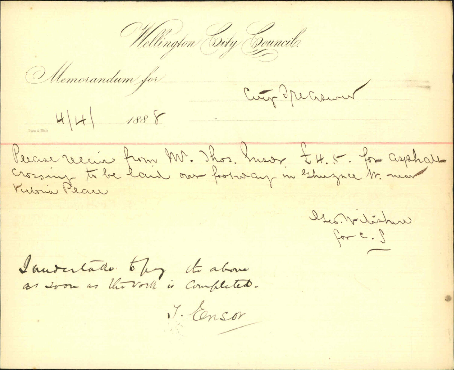 Application for crossing - J Ensor
