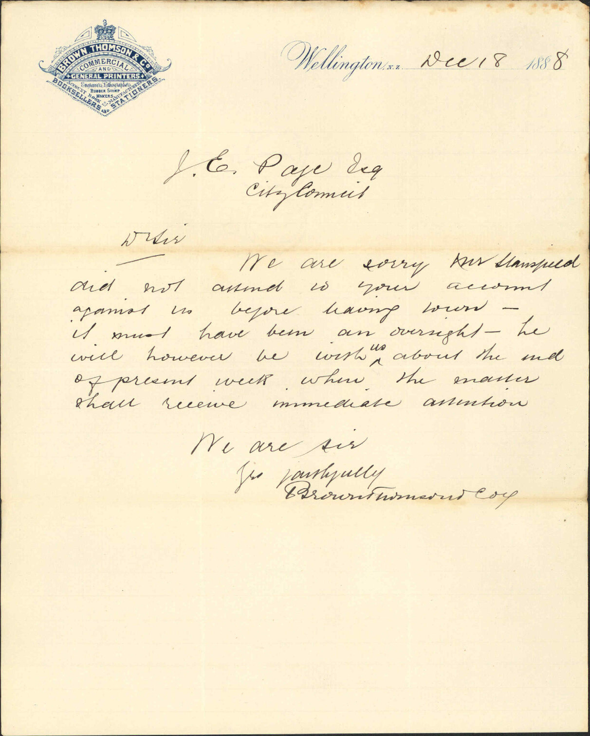 Their account - Brown Thomson and Co