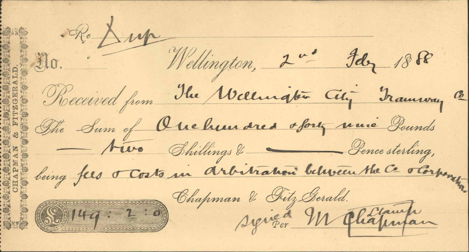 Arbitration fees and amount due to Council - Wellington City Tramways