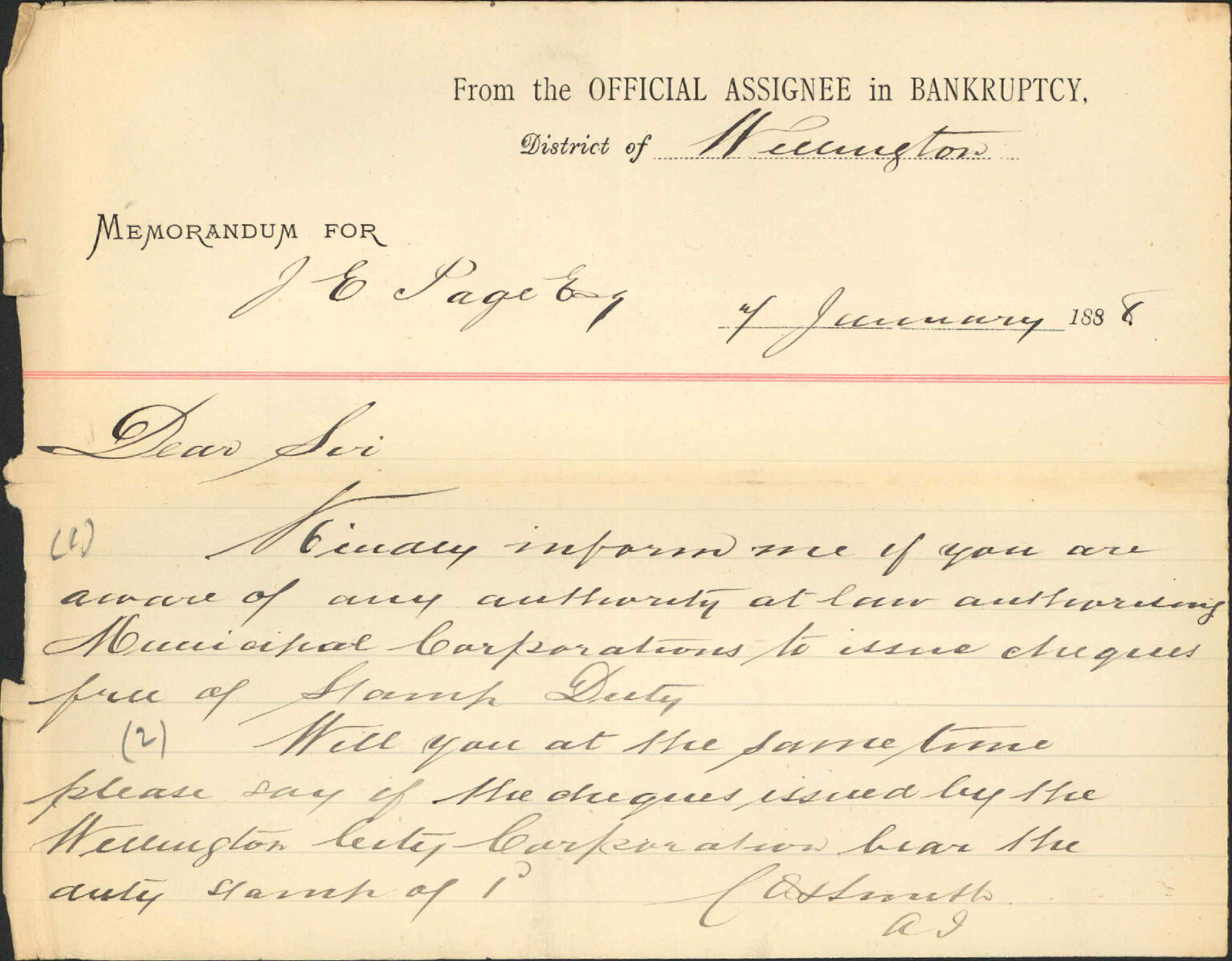 Enquiry regarding stamping cheques - Audit Inspector