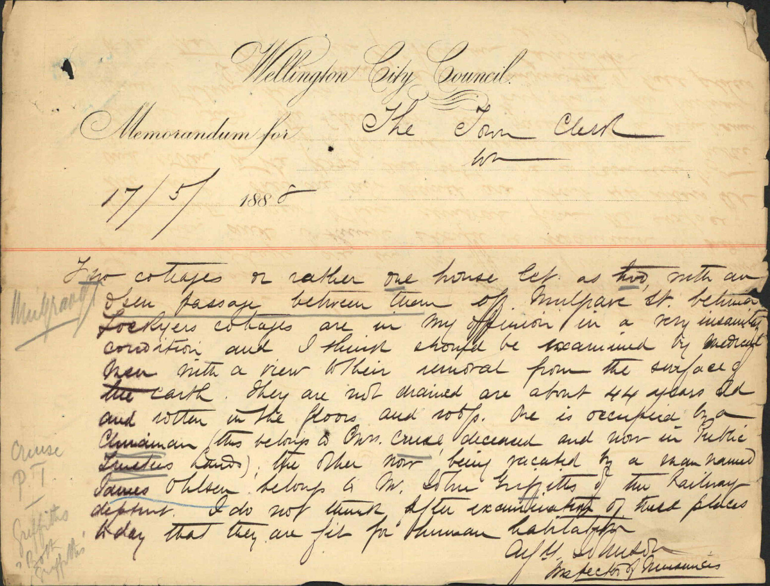 Old homes, Mulgrave Street - Inspector of Nuisances