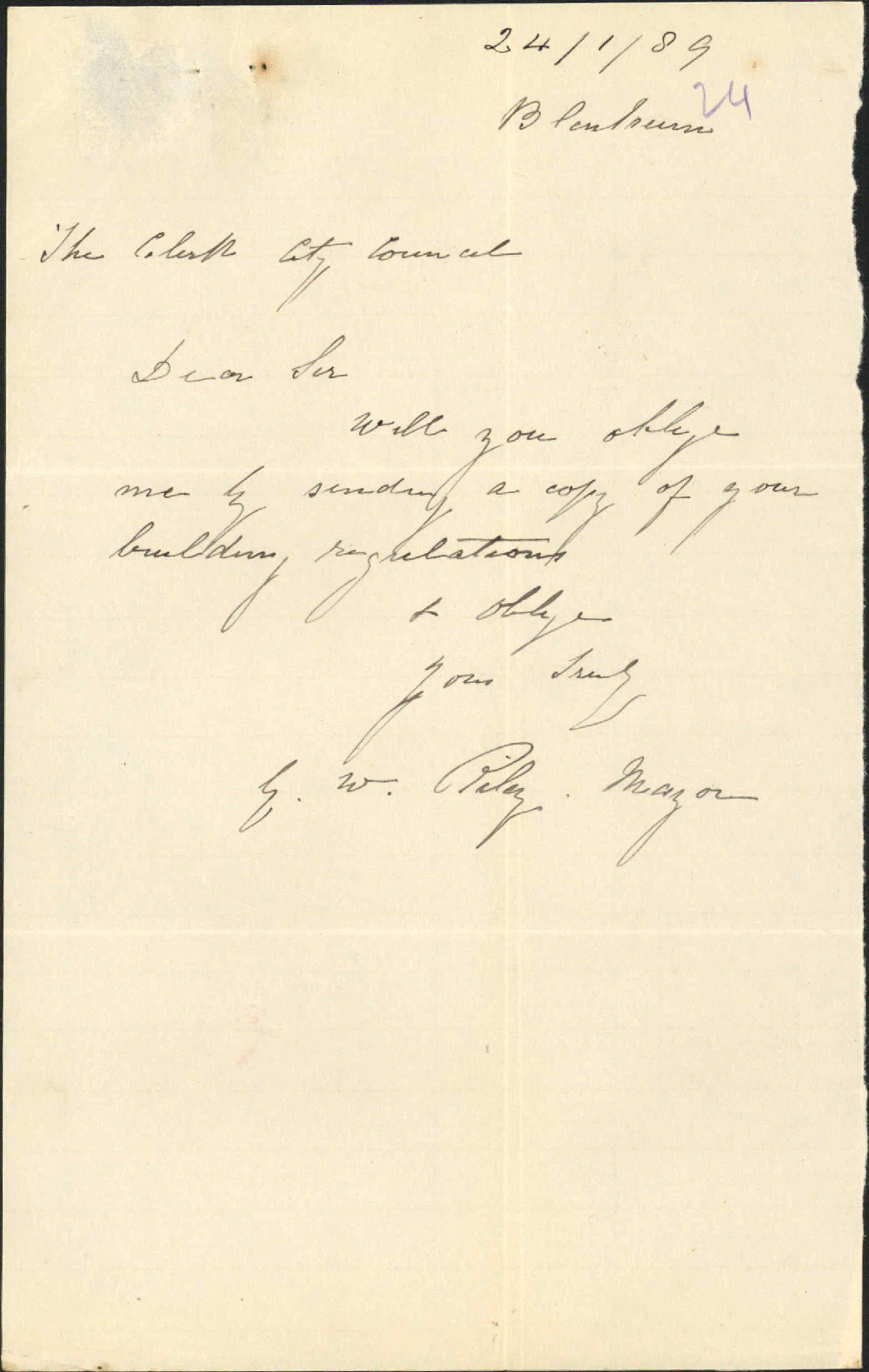 Asking for copy of bylaws - Mayor of Blenheim