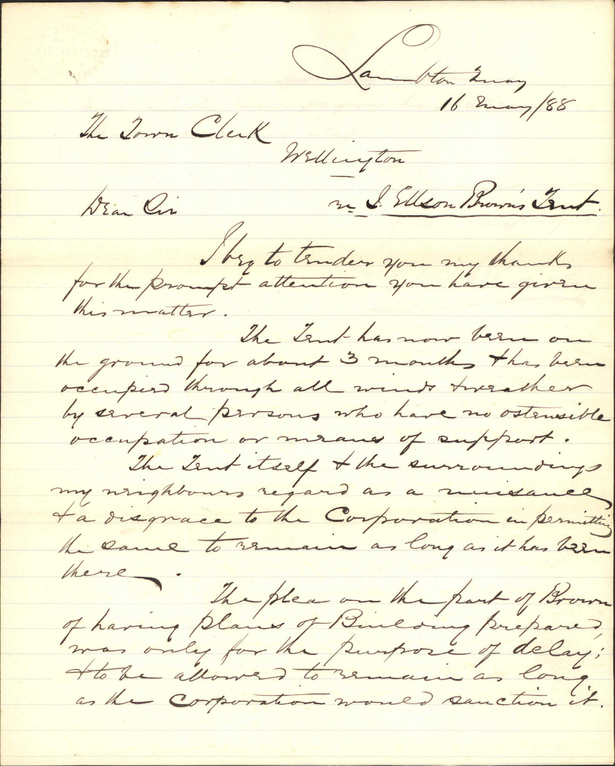 J Ellison Brown's tent - A A Barnett