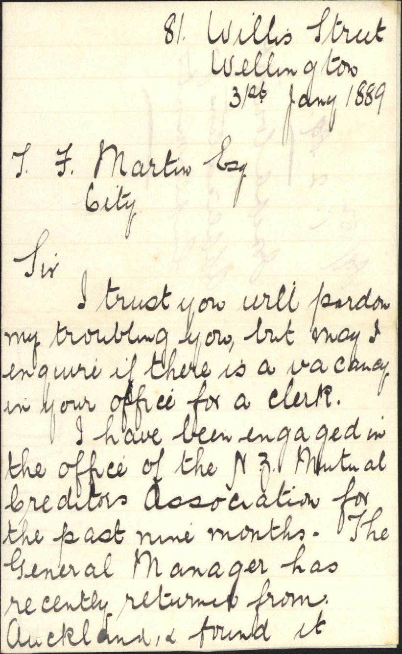 Application for employment - Joseph Wright