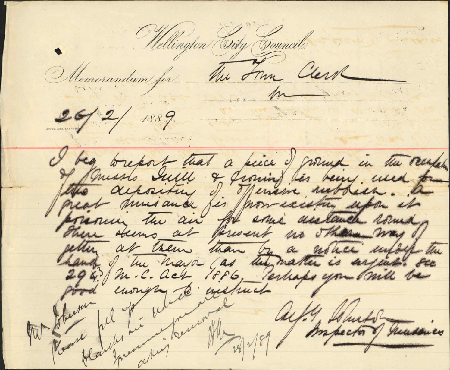 Depositing offensive rubbish, Inill and Cronin - Inspector of Nuisances