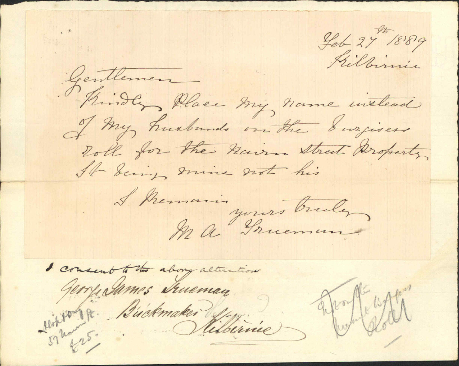 Application to be placed on Burgess Roll - Mrs Trueman