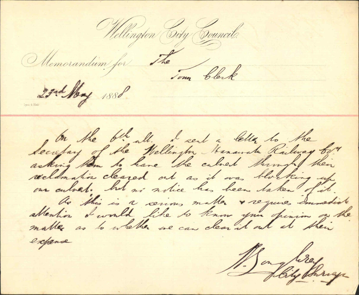 Wellington-Manawatu railway culvert - City Surveyor