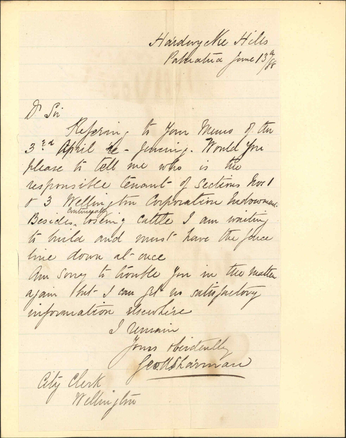 Pahiatua leases - George H Sharman