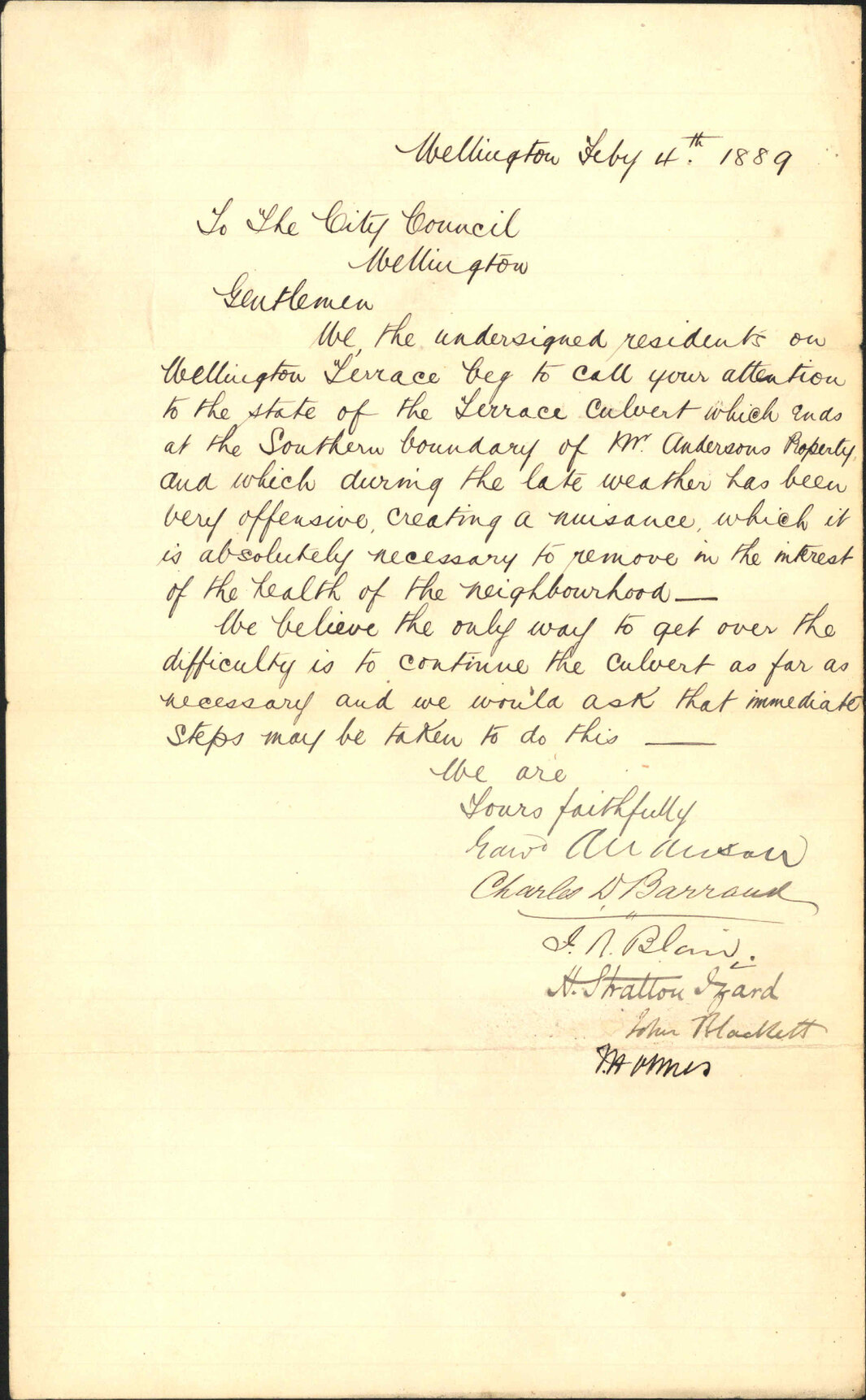 Culvert on Wellington Terrace - Edward Anderson and others