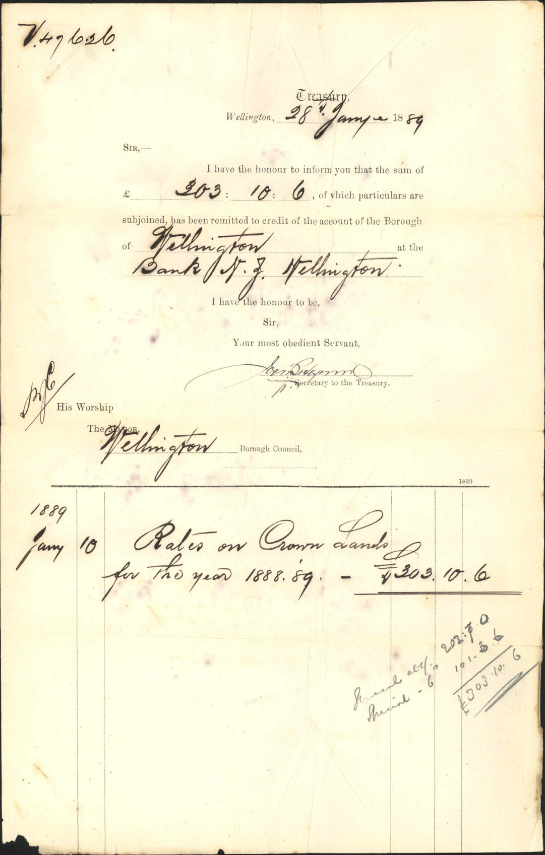 Advising payment of rates and other accounts - Treasury