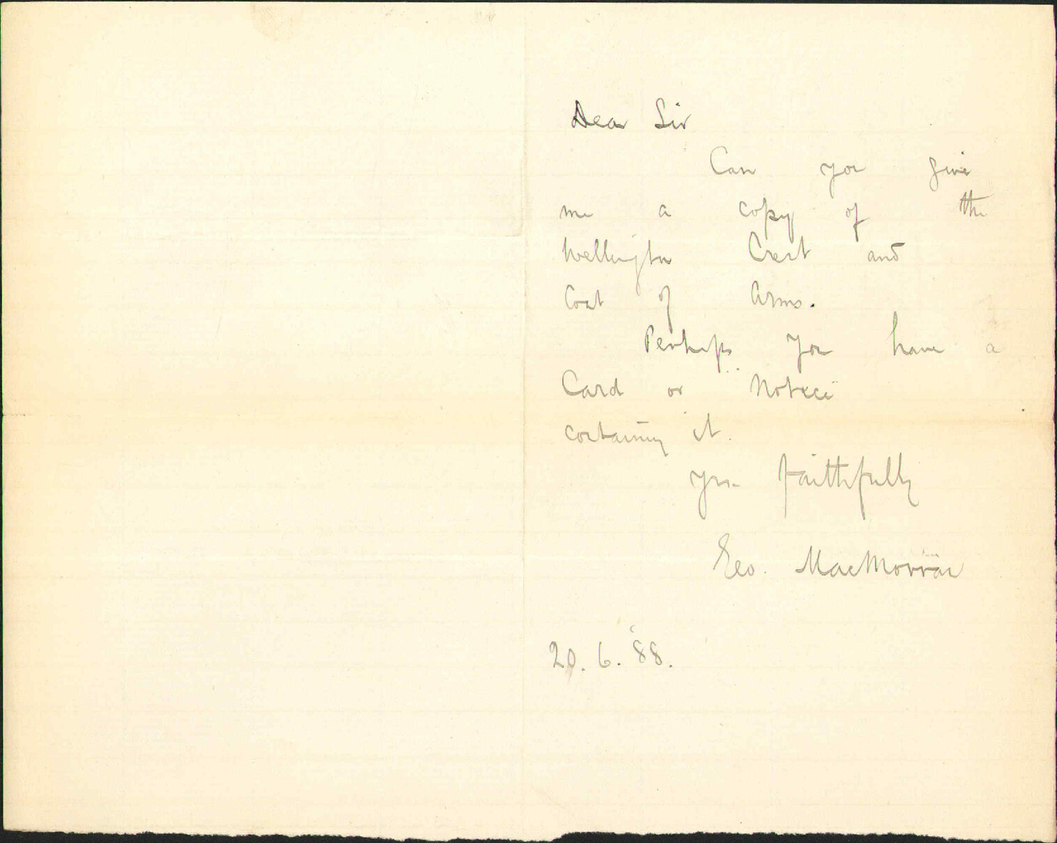 Asking for copy of Corporation crest - George McMorran