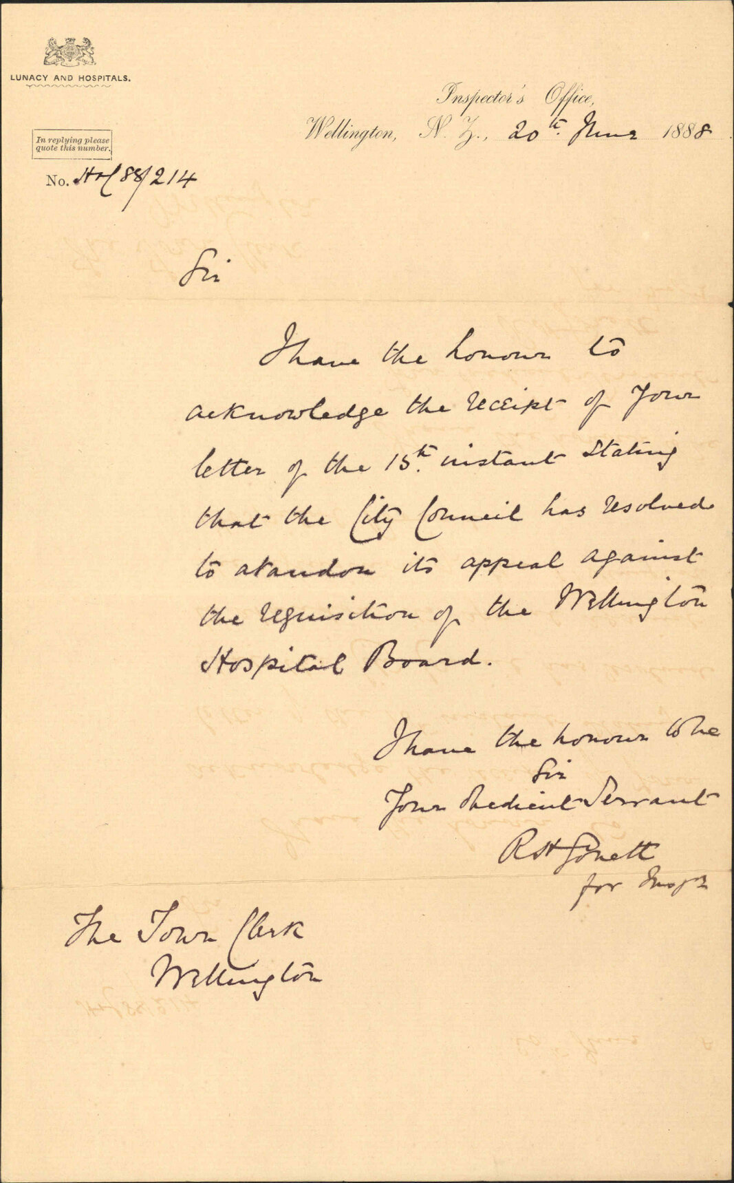 Hospital assessment - Colonial Secretary