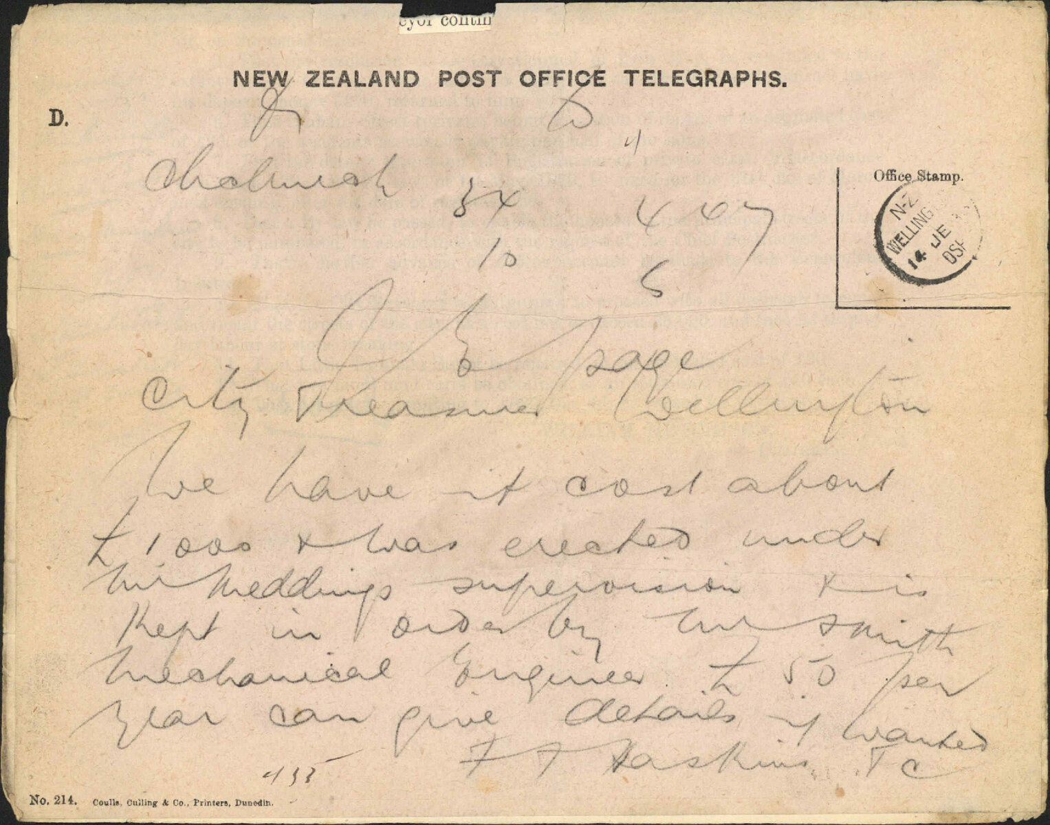 Further regarding salvage corps - Town Clerk, Christchurch