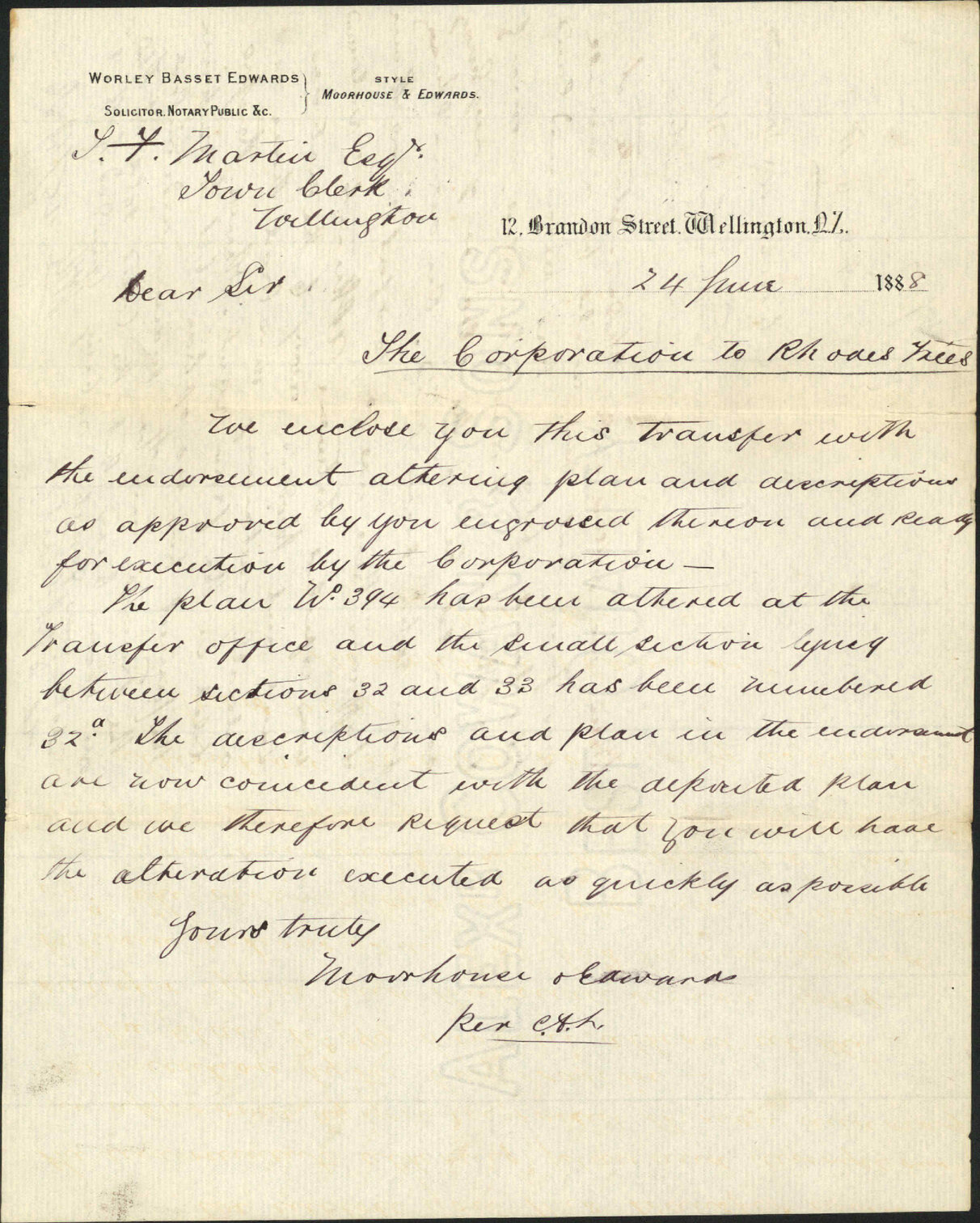 Corporation to Rhodes Trustees - Moorhouse and Edwards