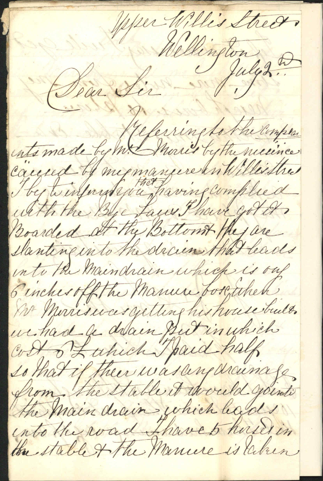 Complaint by Mr Morris regarding nuisance at his premises - J J Smith